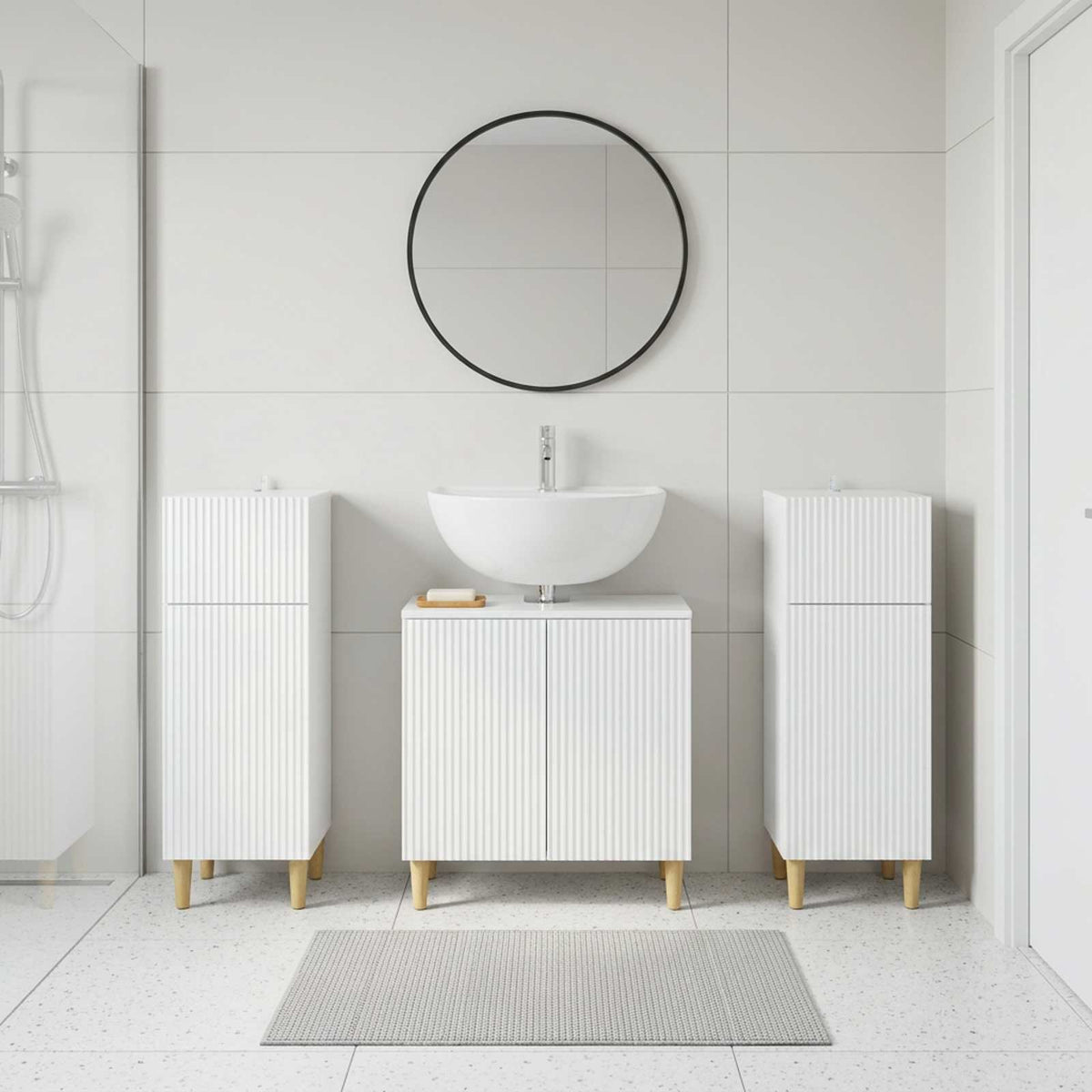 vidaXL 3 Piece Bathroom Cabinet Set ARNHEM 3 pcs High Gloss White