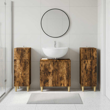 vidaXL 3 Piece Bathroom Cabinet Set ARNHEM 3 pcs Smoked Oak
