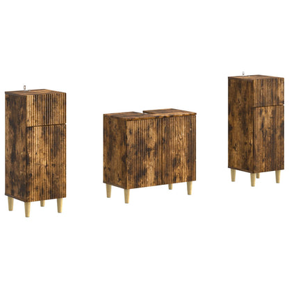 vidaXL 2 Piece Bathroom Cabinet Set ARNHEM Smoked Oak Engineered Wood