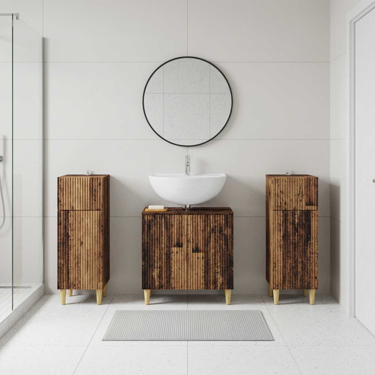 vidaXL 3 Piece Bathroom Cabinet Set ARNHEM 3 pcs Old Wood