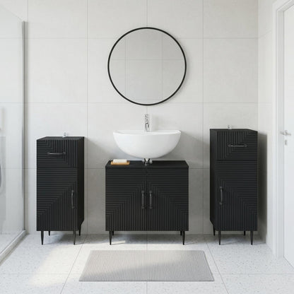vidaXL 3 Piece Bathroom Cabinet Set HAARLEM 3 pcs Black