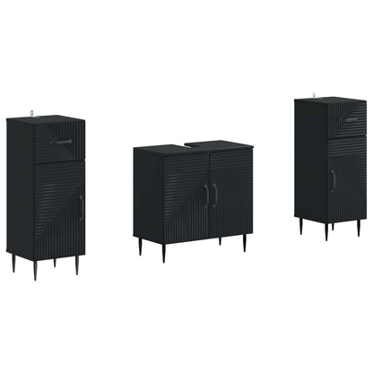 vidaXL 2 Piece Bathroom Cabinet Set HAARLEM Black Engineered Wood