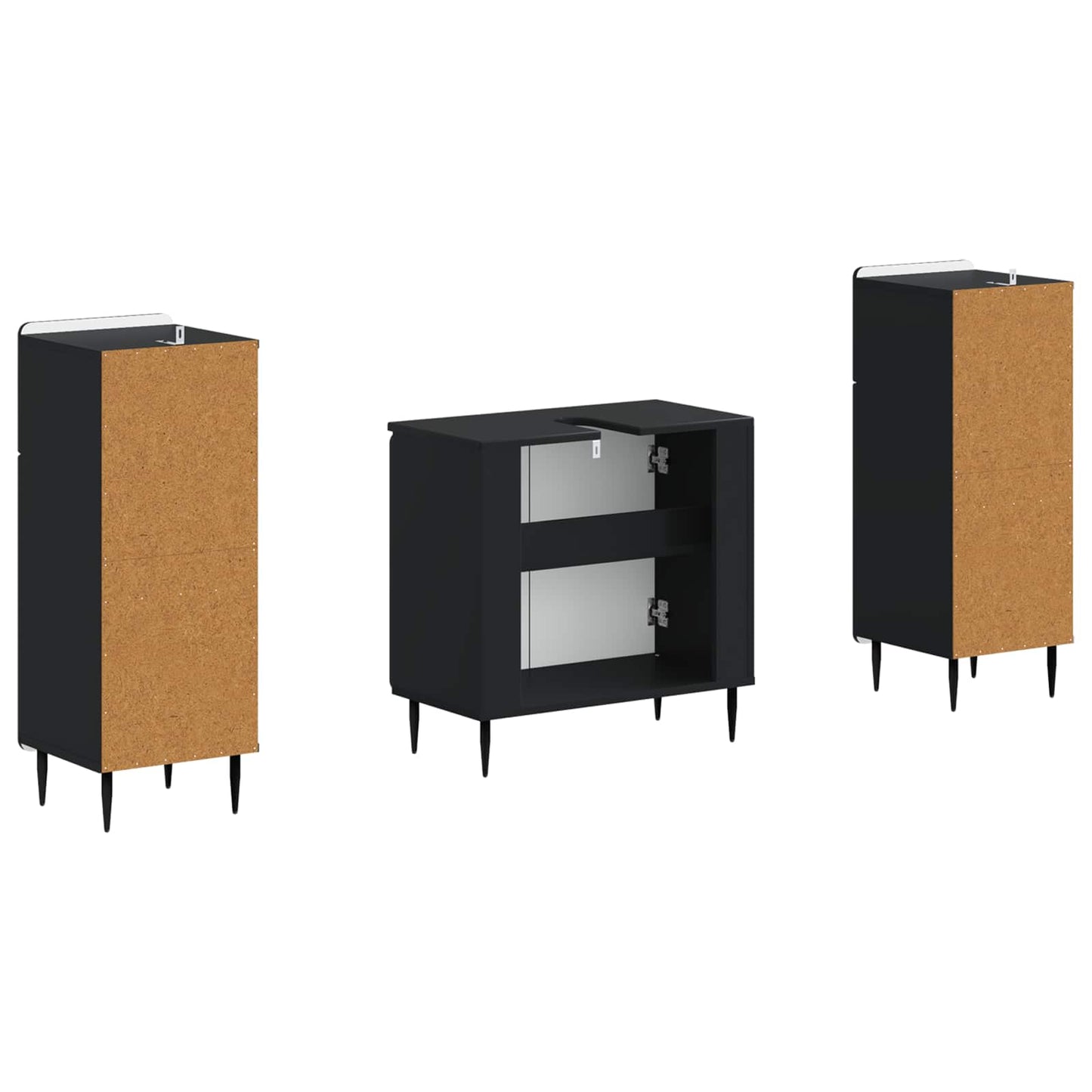 vidaXL 2 Piece Bathroom Cabinet Set HAARLEM Black Engineered Wood