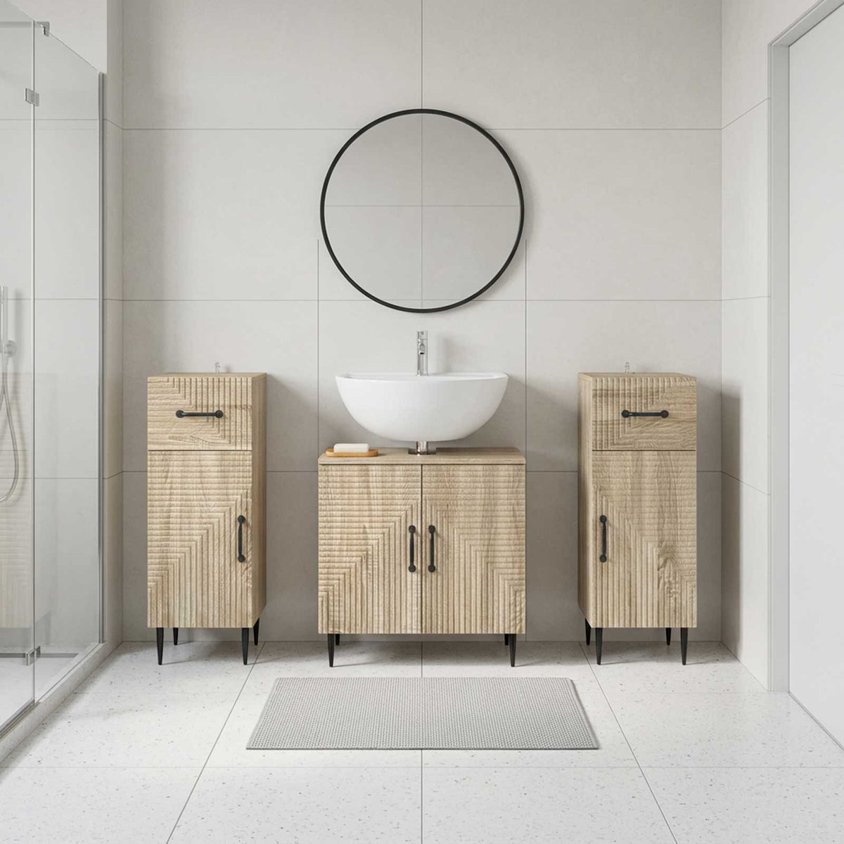 vidaXL 3 Piece Bathroom Cabinet Set HAARLEM 3 pcs Sonoma Oak