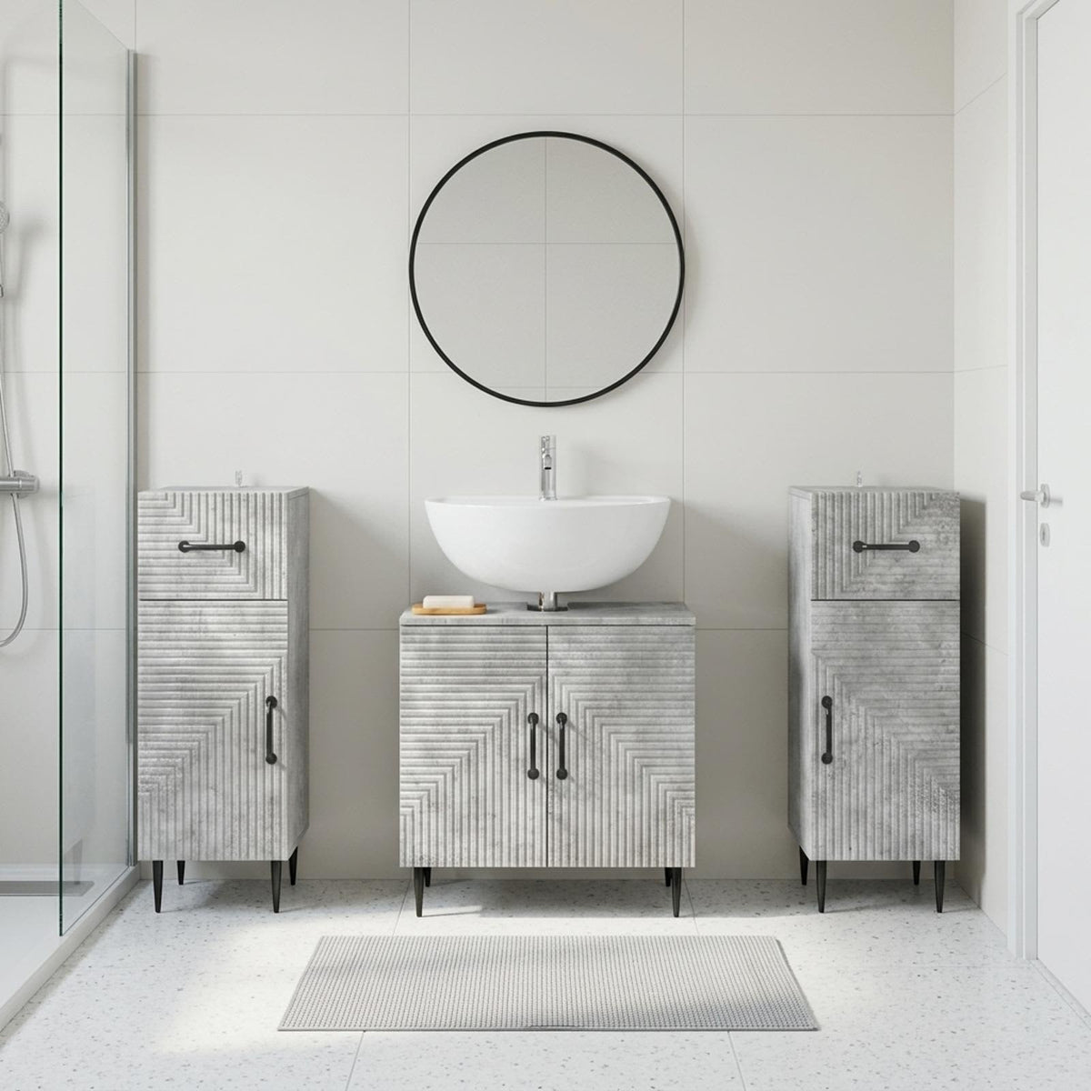 vidaXL 3 Piece Bathroom Cabinet Set HAARLEM 3 pcs Concrete Grey