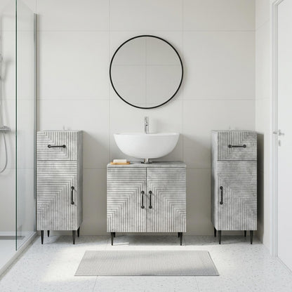 vidaXL 3 Piece Bathroom Cabinet Set HAARLEM 3 pcs Concrete Grey