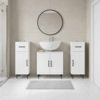 vidaXL 3 Piece Bathroom Cabinet Set HAARLEM 3 pcs High Gloss White