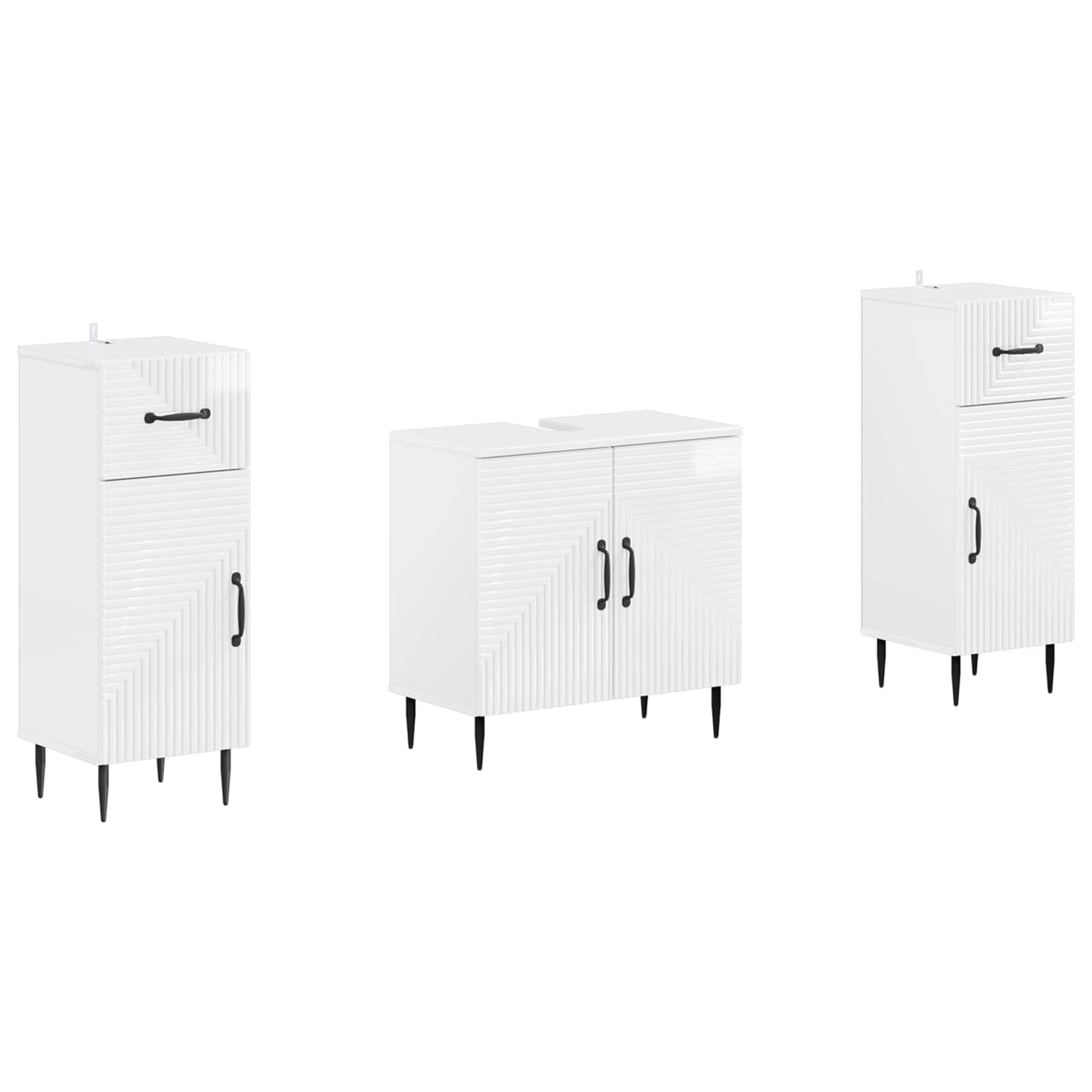 vidaXL 2 Piece Bathroom Cabinet Set HAARLEM High Gloss White
