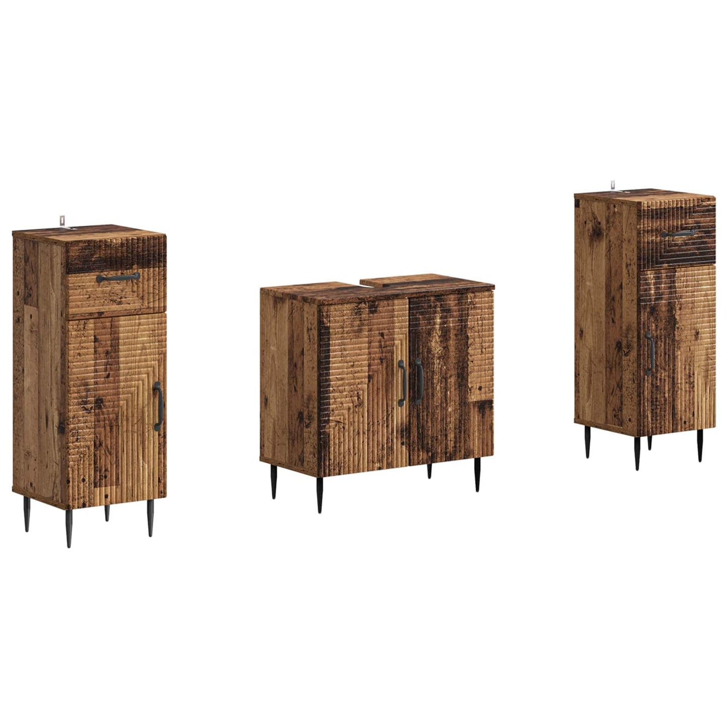 vidaXL 2 Piece Bathroom Cabinet Set HAARLEM Old Wood Engineered Wood