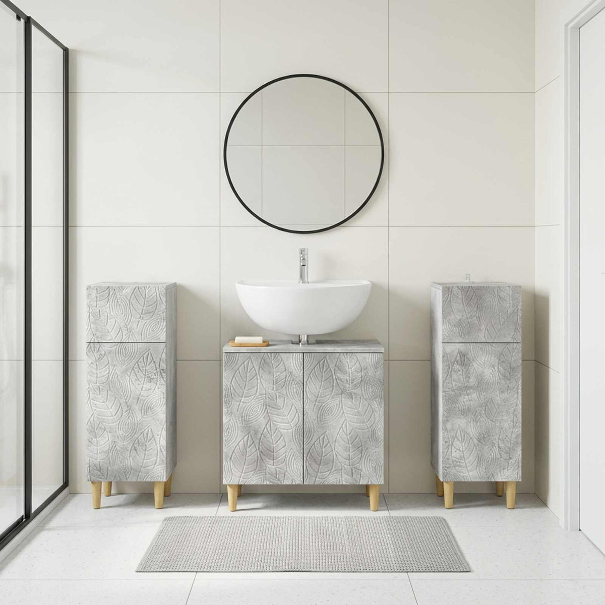 vidaXL 3 Piece Bathroom Cabinet Set DELFT 3 pcs Concrete Grey