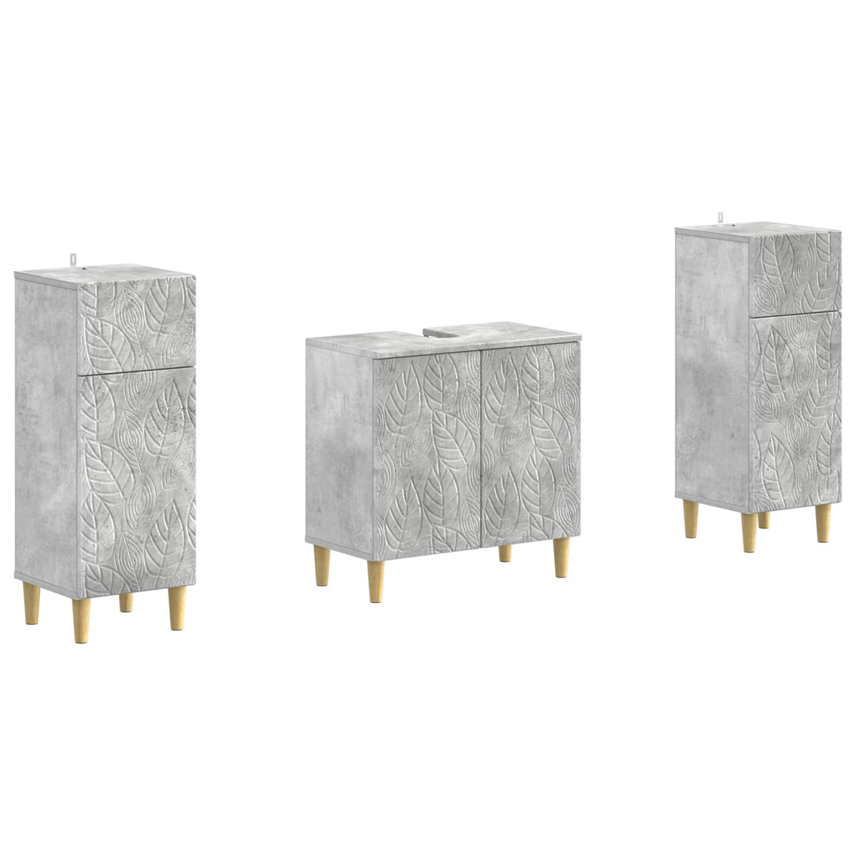 vidaXL 3 Piece Bathroom Cabinet Set DELFT 3 pcs Concrete Grey