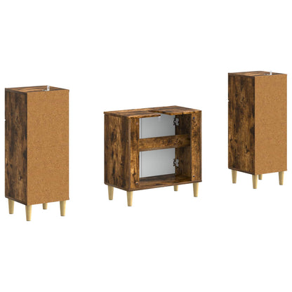 vidaXL 2 Piece Bathroom Cabinet Set DELFT Smoked Oak Engineered Wood