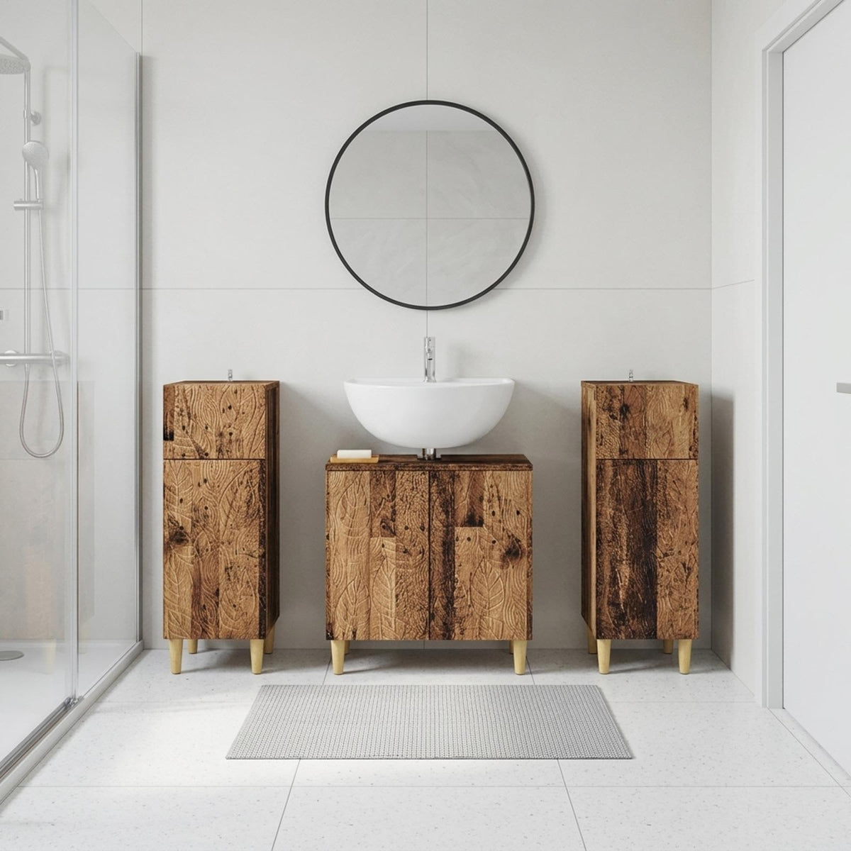 vidaXL 3 Piece Bathroom Cabinet Set DELFT 3 pcs Old Wood