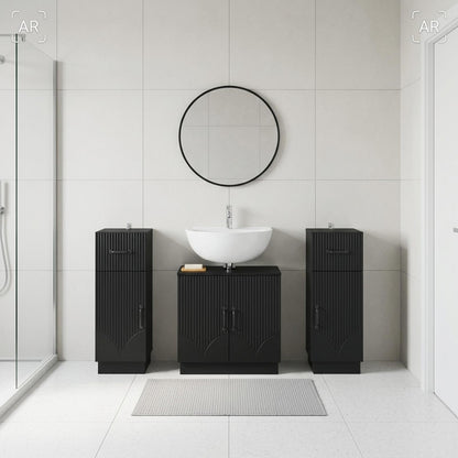 vidaXL 3 Piece Bathroom Cabinet Set HOORN 3 pcs Black 30 x 31 x 80 cm
