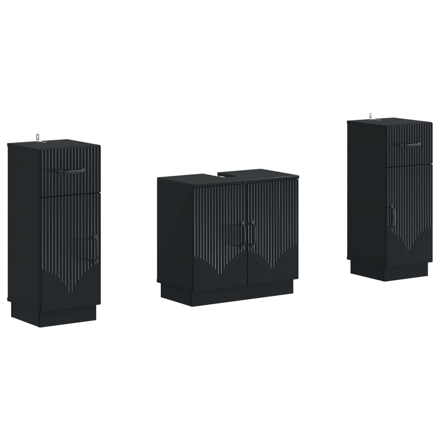 vidaXL 2 Piece Bathroom Cabinet Set HOORN Black Engineered Wood
