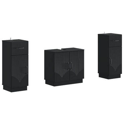 vidaXL 2 Piece Bathroom Cabinet Set HOORN Black Engineered Wood