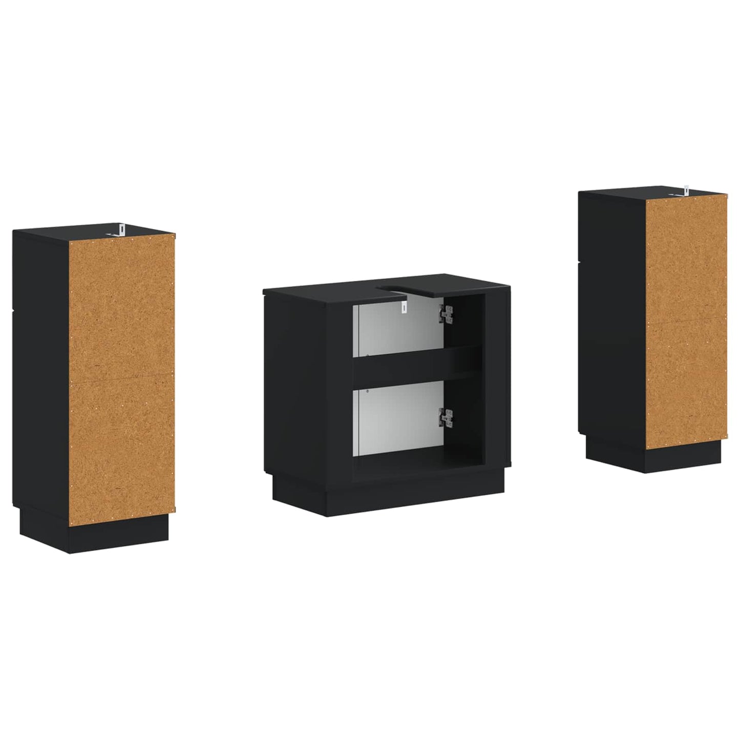 vidaXL 2 Piece Bathroom Cabinet Set HOORN Black Engineered Wood