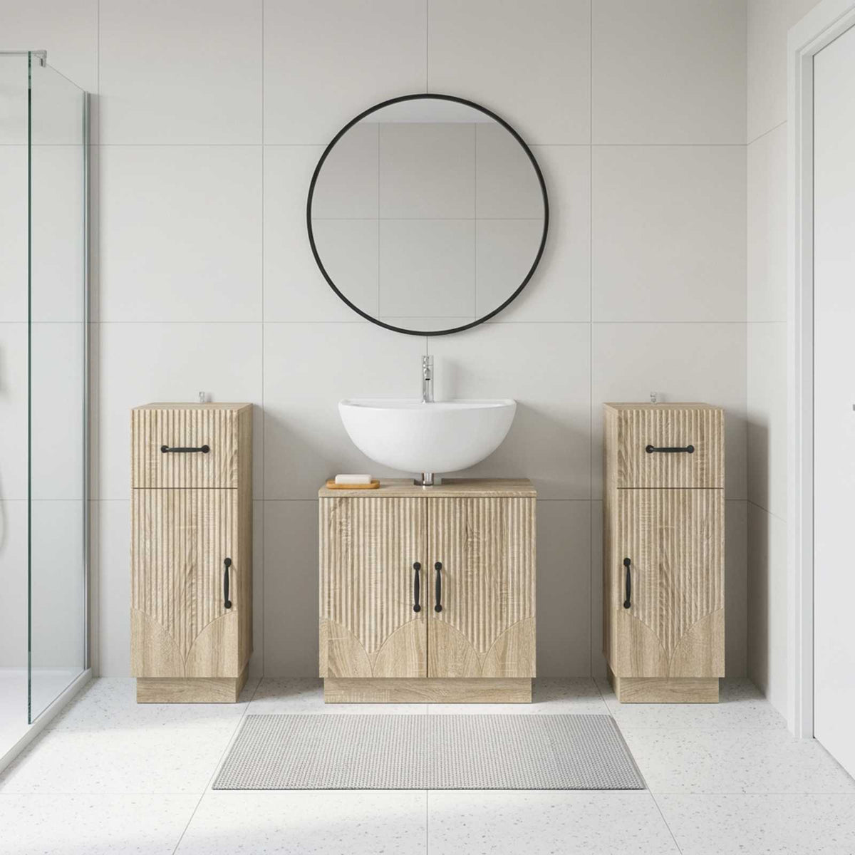 vidaXL 3 Piece Bathroom Cabinet Set HOORN 3 pcs Sonoma Oak