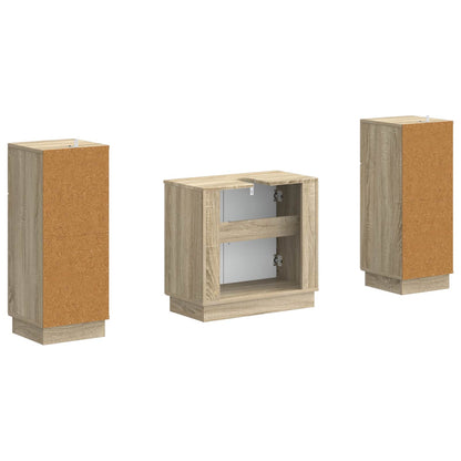 vidaXL 2 Piece Bathroom Cabinet Set HOORN Sonoma Oak Engineered Wood