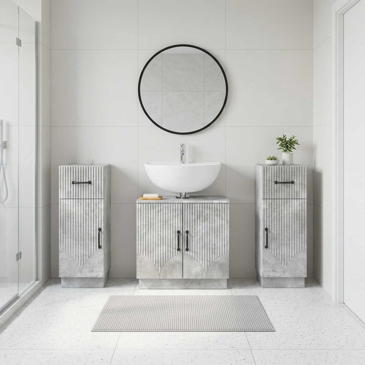 vidaXL 3 Piece Bathroom Cabinet Set HOORN 3 pcs Concrete Grey