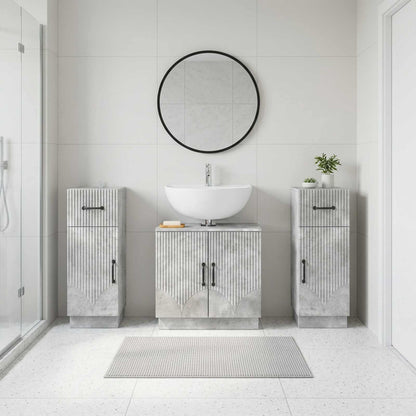 vidaXL 3 Piece Bathroom Cabinet Set HOORN 3 pcs Concrete Grey