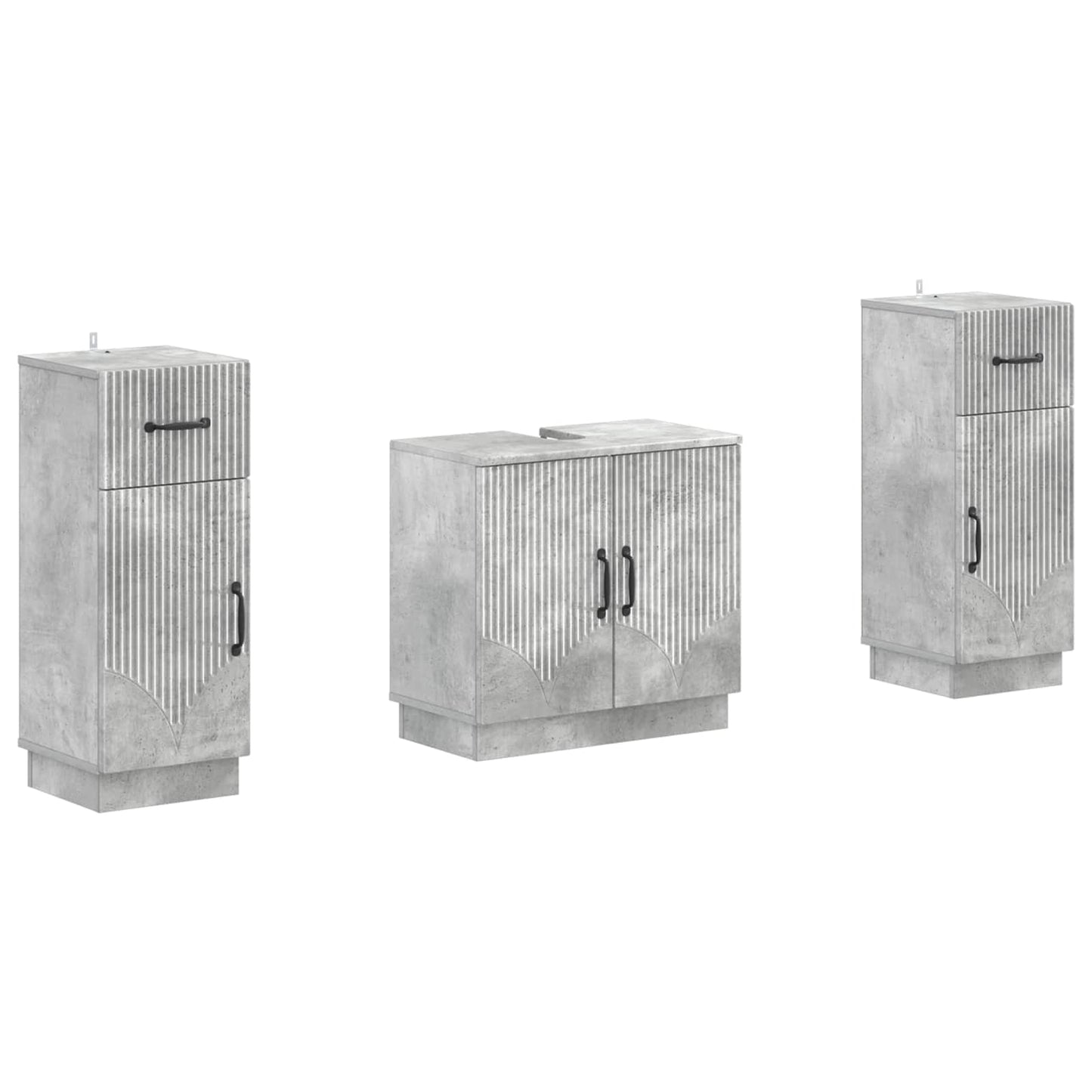 vidaXL 2 Piece Bathroom Cabinet Set HOORN Concrete Grey