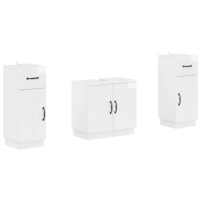 vidaXL 2 Piece Bathroom Cabinet Set HOORN High Gloss White