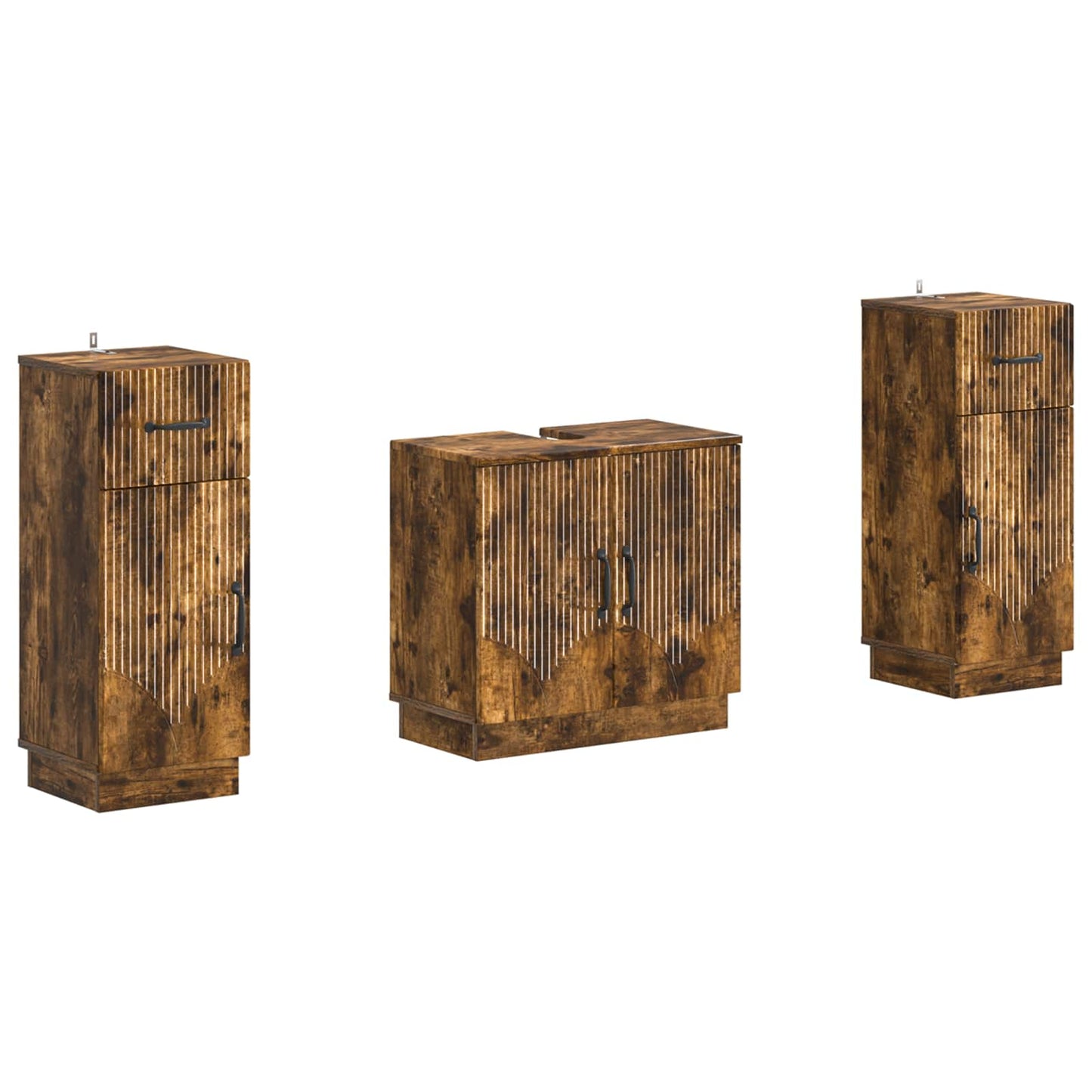 vidaXL 2 Piece Bathroom Cabinet Set HOORN Smoked Oak Engineered Wood