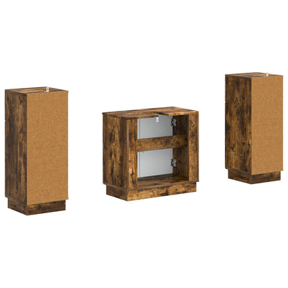 vidaXL 2 Piece Bathroom Cabinet Set HOORN Smoked Oak Engineered Wood