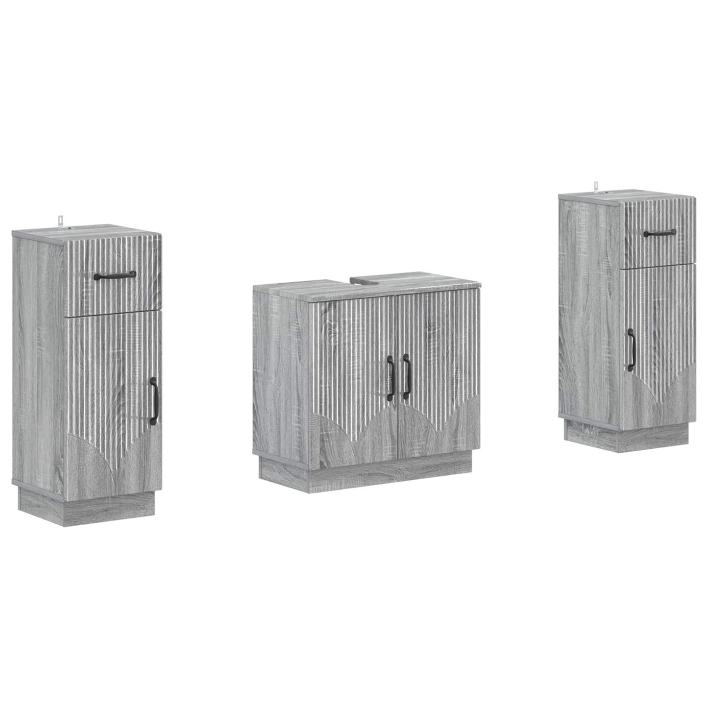 vidaXL 2 Piece Bathroom Cabinet Set HOORN Grey Sonoma Engineered Wood