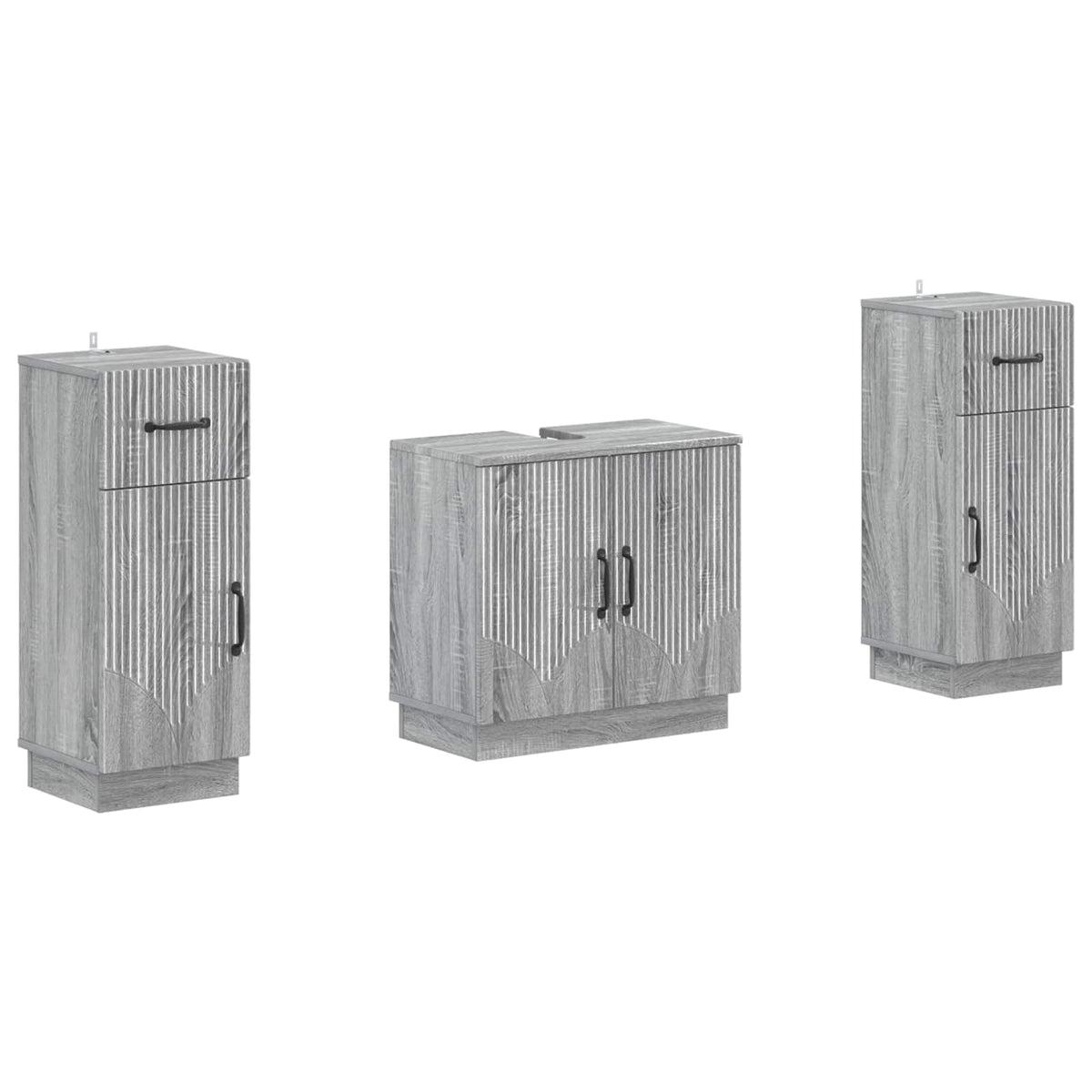 vidaXL 3 Piece Bathroom Cabinet Set HOORN 3 pcs Grey Sonoma
