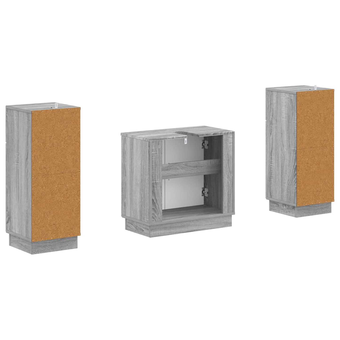 vidaXL 2 Piece Bathroom Cabinet Set HOORN Grey Sonoma Engineered Wood