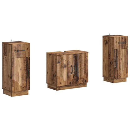 vidaXL 2 Piece Bathroom Cabinet Set HOORN Old Wood Engineered Wood