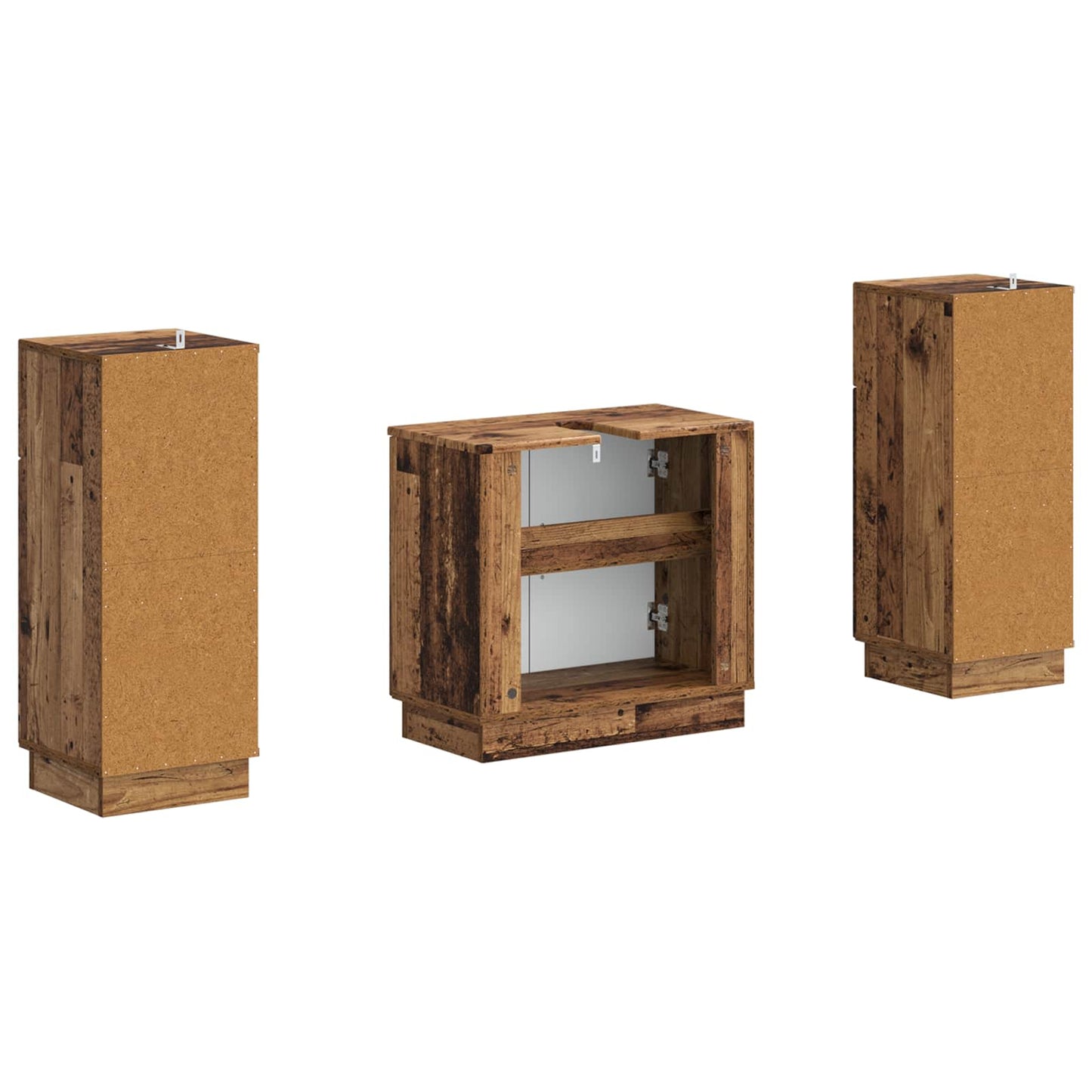 vidaXL 2 Piece Bathroom Cabinet Set HOORN Old Wood Engineered Wood