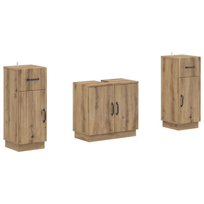 vidaXL 2 Piece Bathroom Cabinet Set HOORN Artisan Oak Engineered Wood