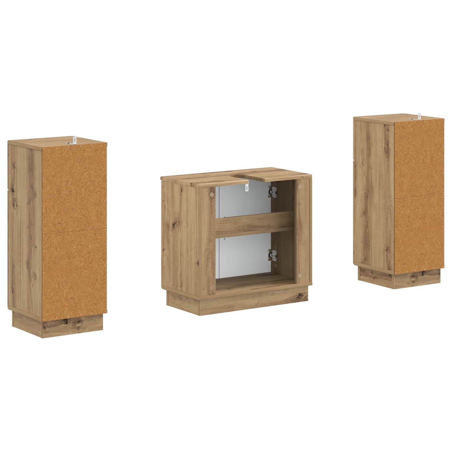 vidaXL 2 Piece Bathroom Cabinet Set HOORN Artisan Oak Engineered Wood