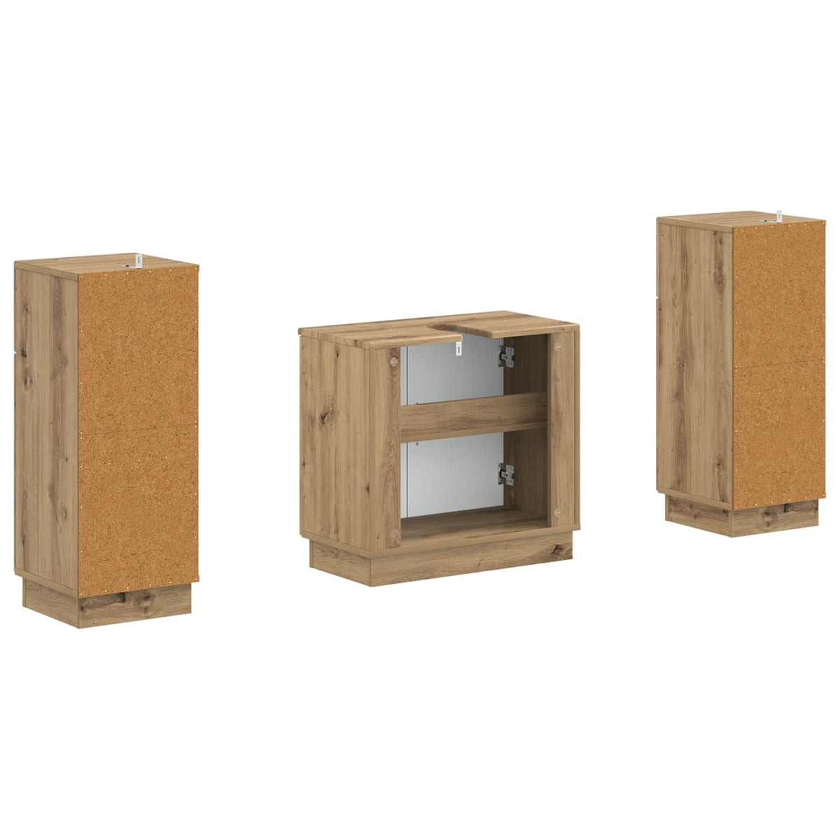 vidaXL 3 Piece Bathroom Cabinet Set HOORN 3 pcs Artisan Oak