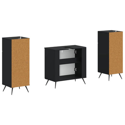 vidaXL 2 Piece Bathroom Cabinet Set BREDA Black Engineered Wood