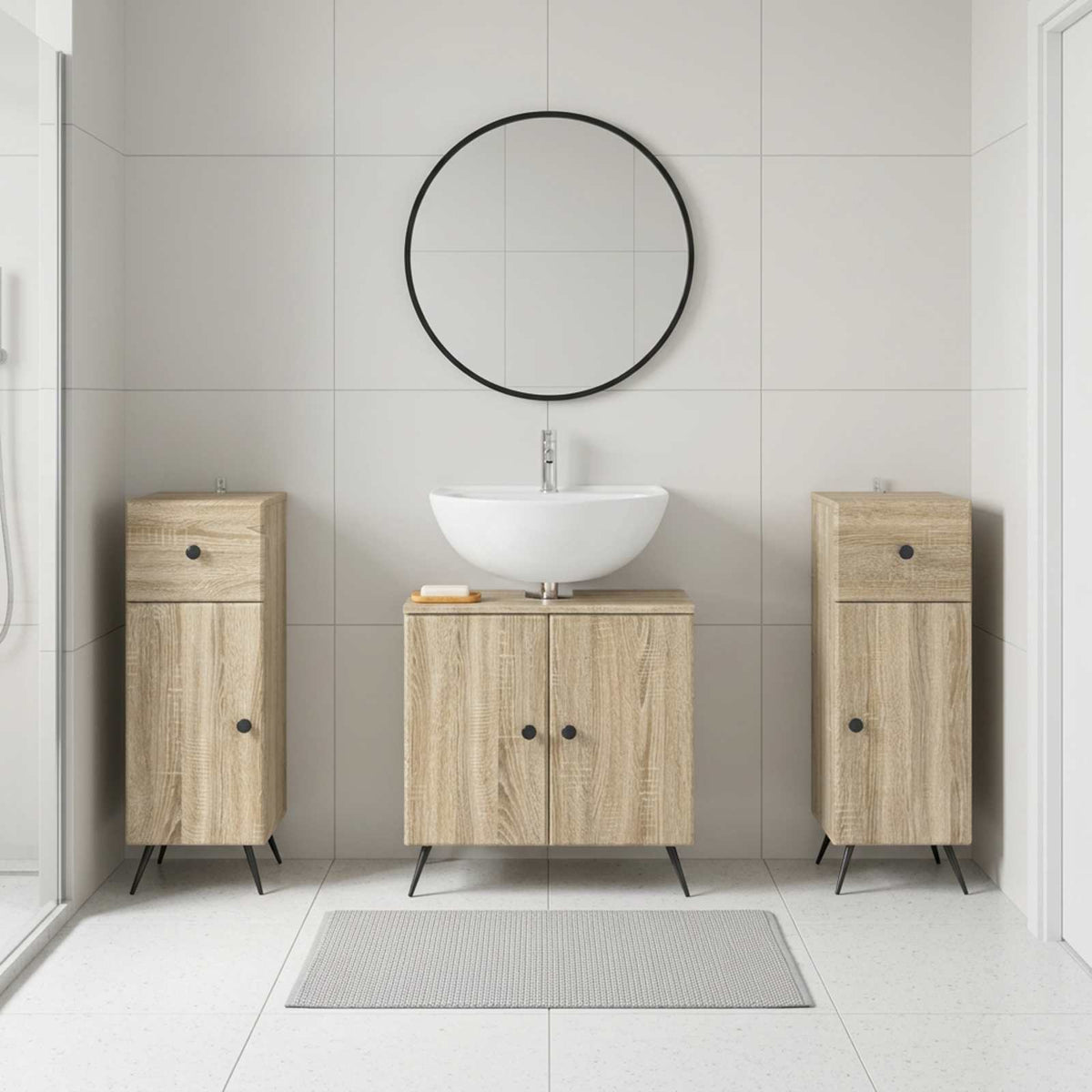 vidaXL 3 Piece Bathroom Cabinet Set BREDA 3 pcs Sonoma Oak