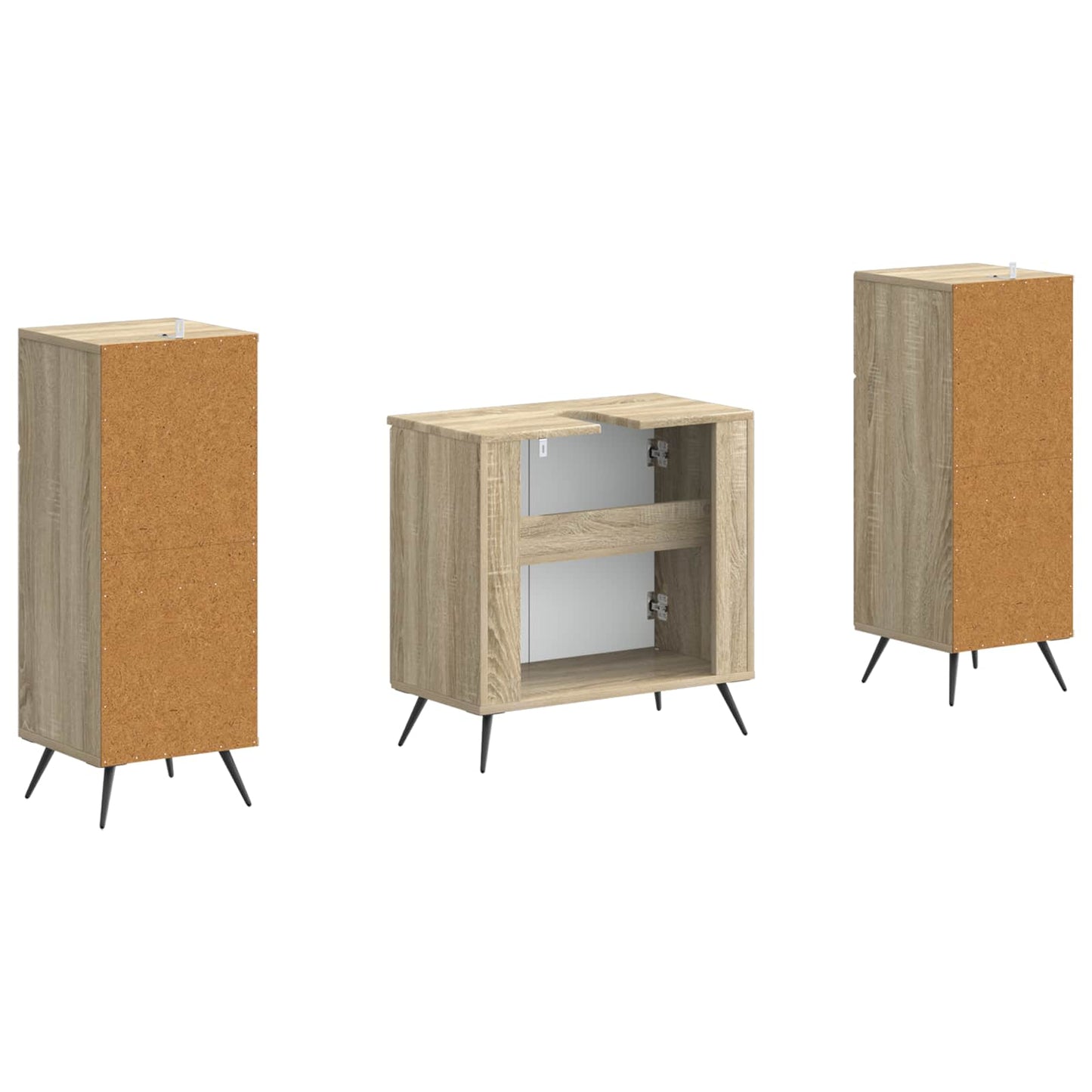 vidaXL 2 Piece Bathroom Cabinet Set BREDA Sonoma Oak Engineered Wood