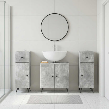 vidaXL 3 Piece Bathroom Cabinet Set BREDA 3 pcs Concrete Grey