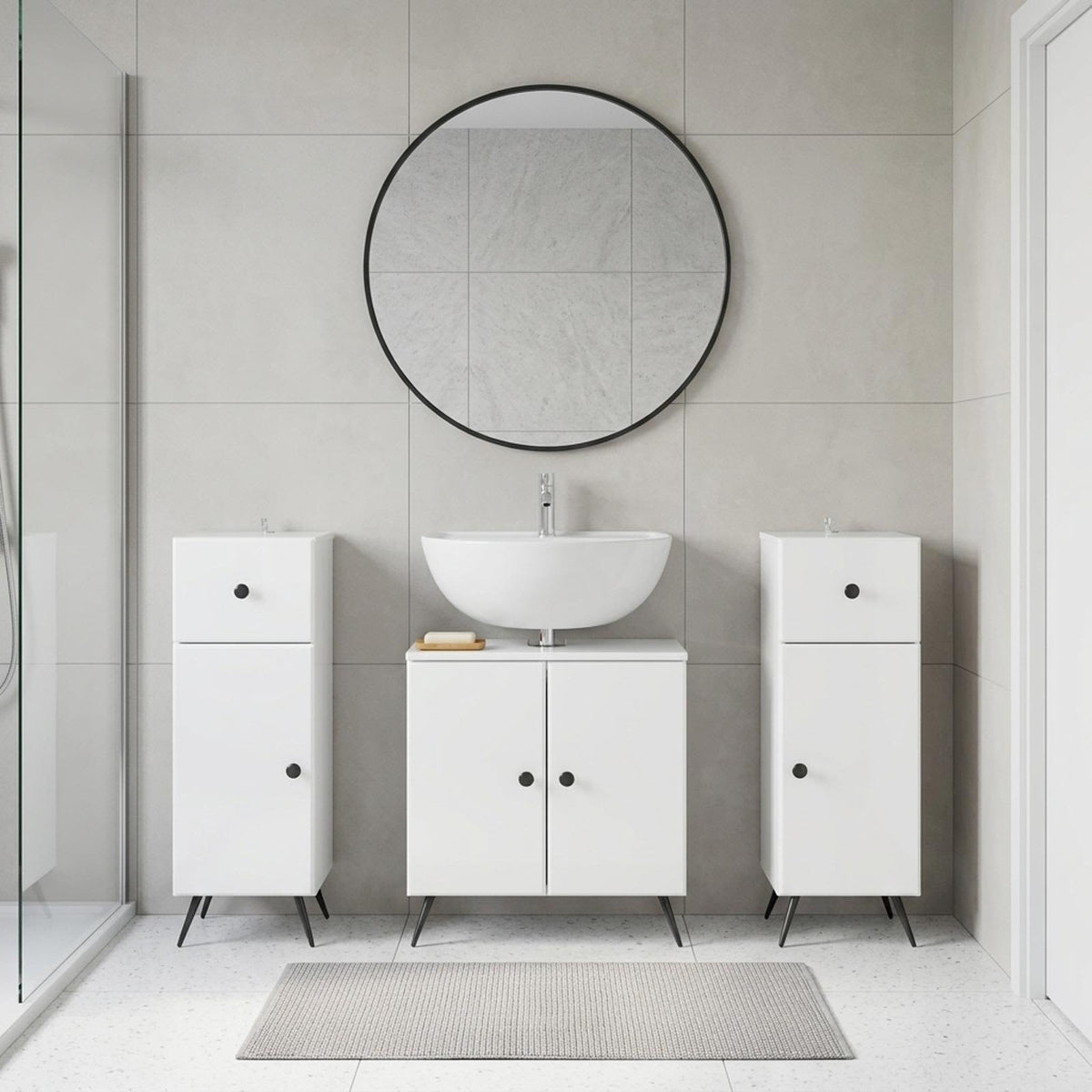 vidaXL 3 Piece Bathroom Cabinet Set BREDA 3 pcs High Gloss White