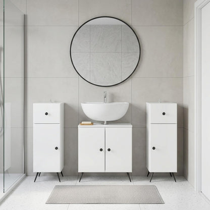 vidaXL 3 Piece Bathroom Cabinet Set BREDA 3 pcs High Gloss White