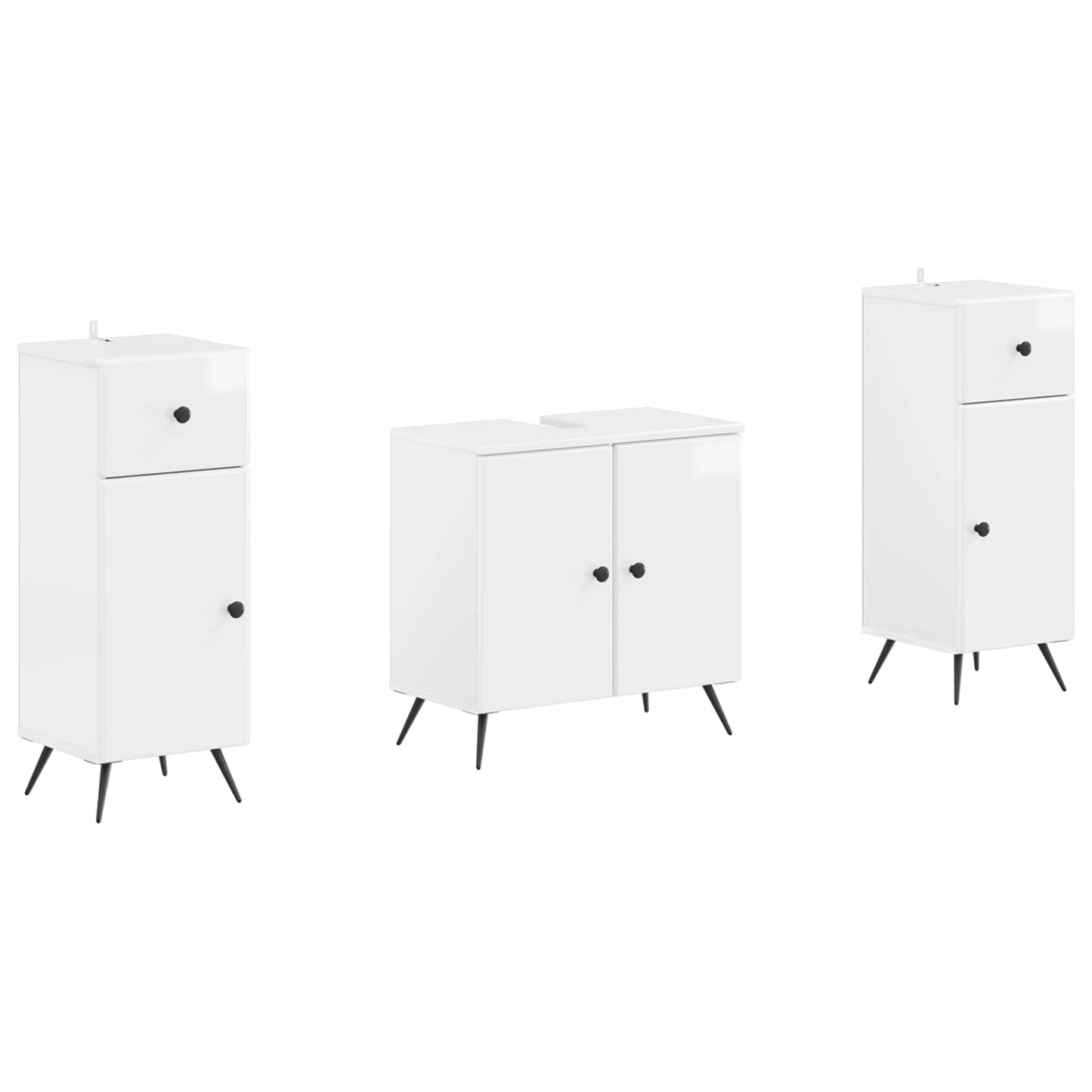 vidaXL 2 Piece Bathroom Cabinet Set BREDA High Gloss White