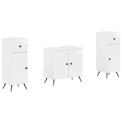 vidaXL 2 Piece Bathroom Cabinet Set BREDA High Gloss White