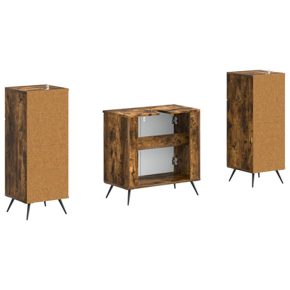 vidaXL 2 Piece Bathroom Cabinet Set BREDA Smoked Oak Engineered Wood