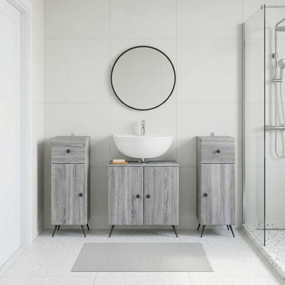 vidaXL 3 Piece Bathroom Cabinet Set BREDA 3 pcs Grey Sonoma