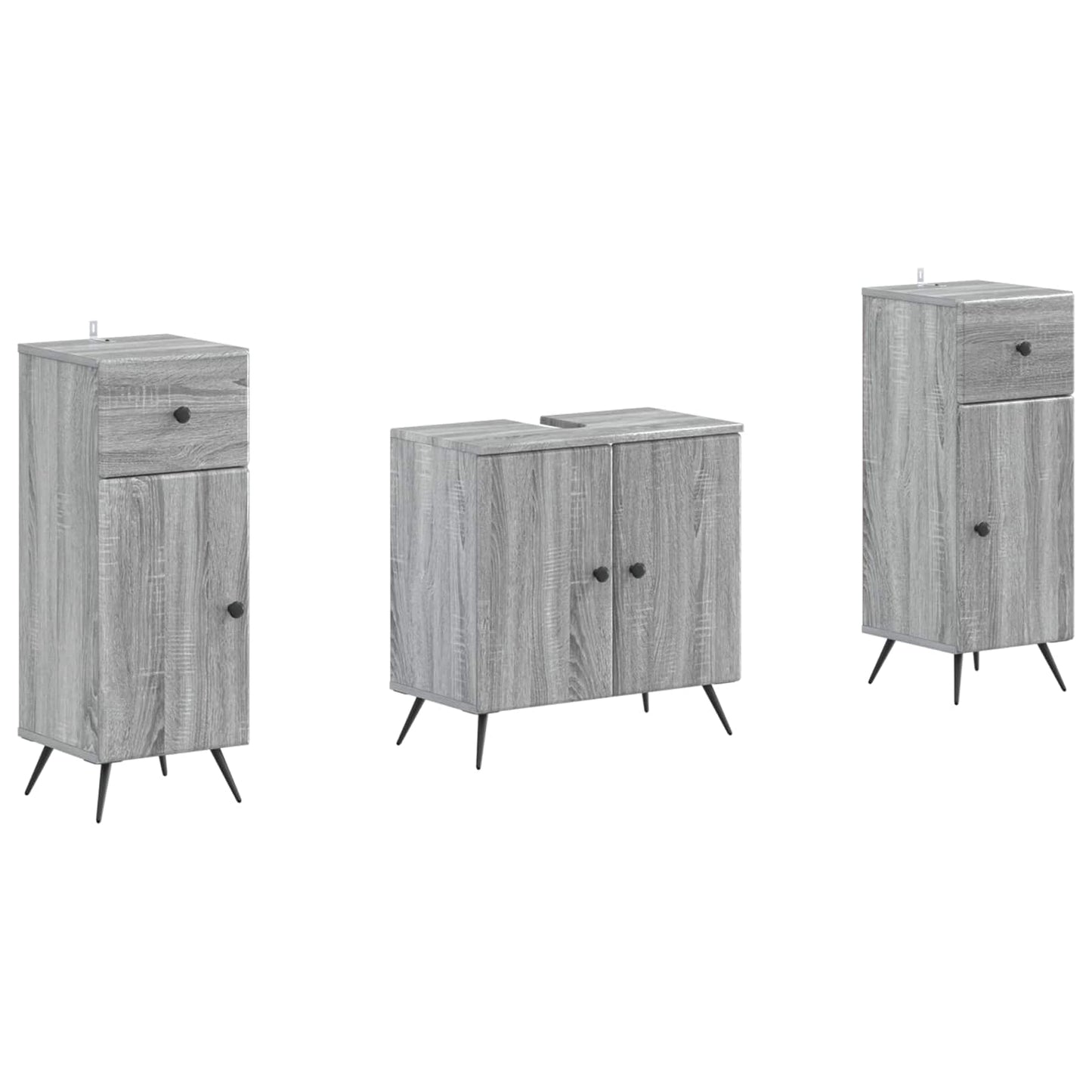 vidaXL 2 Piece Bathroom Cabinet Set BREDA Grey Sonoma Engineered Wood