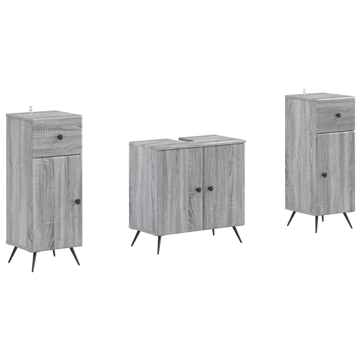 vidaXL 3 Piece Bathroom Cabinet Set BREDA 3 pcs Grey Sonoma
