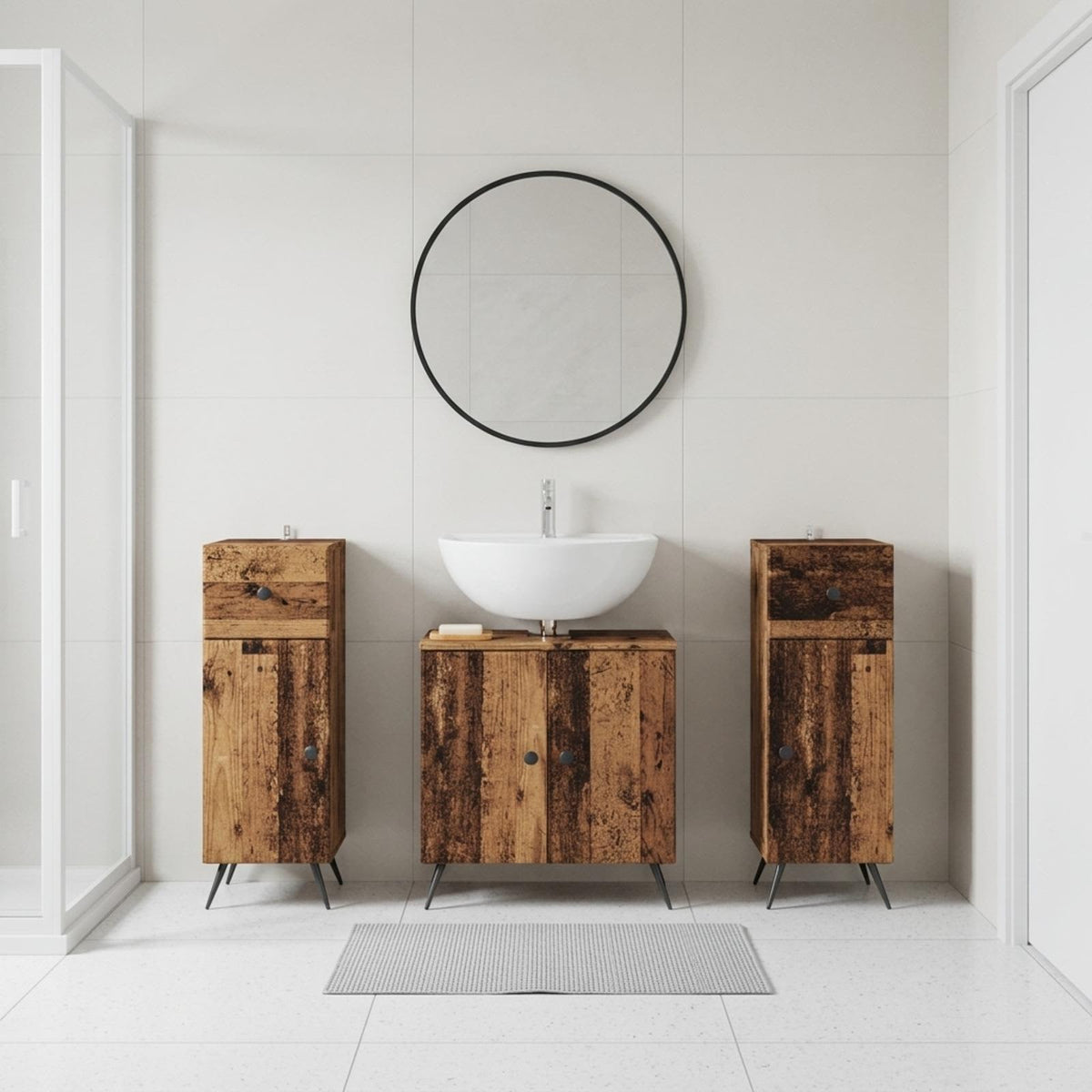 vidaXL 3 Piece Bathroom Cabinet Set BREDA 3 pcs Old Wood
